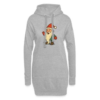 Weihnachtself - Frohe Weihnachten - Hoodie-Kleid - Grau meliert - Vorne