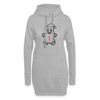 Bonhomme en pain d’épices sucré | Noël avec le cœur - Sweat-shirt à capuche long Femme - gris chiné - Devant