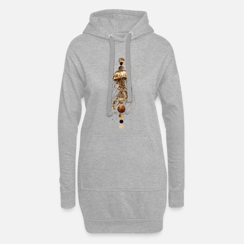 Boho Qualle mit Mondphasen – Mystisches Design - Hoodie-Kleid - Grau meliert