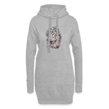 Motif de vignes à fleurs noires et blanches - Sweat-shirt à capuche long Femme - gris chiné - Devant