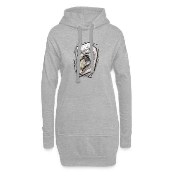 Zentangle-Blumenherz im Rahmen - Hoodie-Kleid - Grau meliert - Vorne