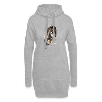 Dessin géométrique au trait avec motif à l’échelle - Sweat-shirt à capuche long Femme - gris chiné - Devant