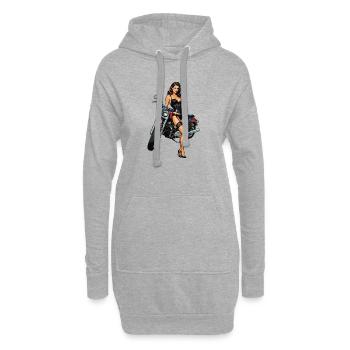 Mädchen mit Motorrad feststecken - Hoodie-Kleid - Grau meliert - Vorne