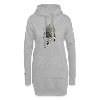 Black and White Decorative Waves Pattern - Hoodie Dress - heather grey - Front