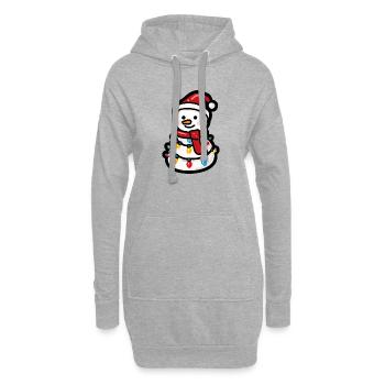 Bonhomme de neige avec guirlandes lumineuses et écharpe - Sweat-shirt à capuche long Femme - gris chiné - Devant
