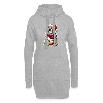 Design de Noël des bouledogues britanniques - Sweat-shirt à capuche long Femme - gris chiné - Devant