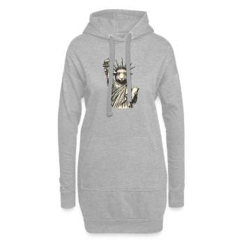 Statue du mouton de la Liberté - Sweat-shirt à capuche long Femme - gris chiné - Devant