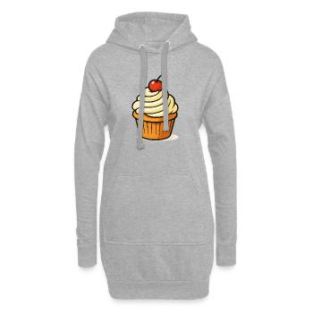 Kirsche Cupcake Illustration - Hoodie-Kleid - Grau meliert - Vorne