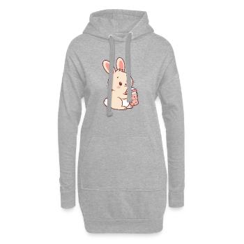 Pastel Bubble Tea Bunny - Hoodie Dress - heather grey - Front