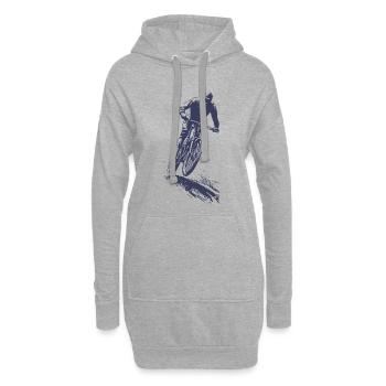 Mountainbike-Silhouette im Sprung - Hoodie-Kleid - Grau meliert - Vorne