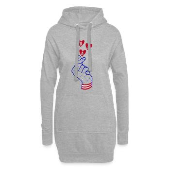 USA Love Hand – Patriotic Heart & Freedom Design - Hoodie-Kleid - Grau meliert - Vorne