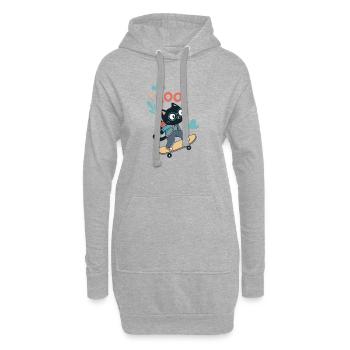 Skater Cat - Hoodie-Kleid - Grau meliert - Vorne