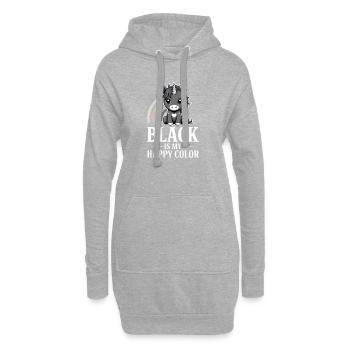 Schwarz ist mein fröhliches Farbeinhorn - Hoodie-Kleid - Grau meliert - Vorne