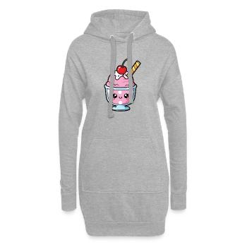 Coupe de Sundae Rose Kawaii - Sweat-shirt à capuche long Femme - gris chiné - Devant