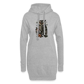 Nacht Eulenflug mit Blüten - Hoodie-Kleid - Grau meliert - Vorne