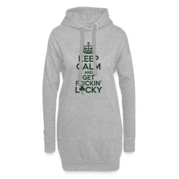 St. Patrick Shirt – Keep Calm Lucky - Hoodie-Kleid - Grau meliert - Vorne