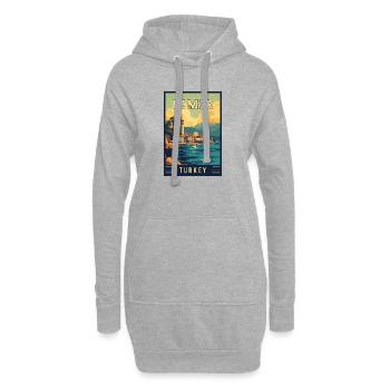 Découvrez la beauté d’Izmir en Turquie - Sweat-shirt à capuche long Femme - gris chiné - Devant