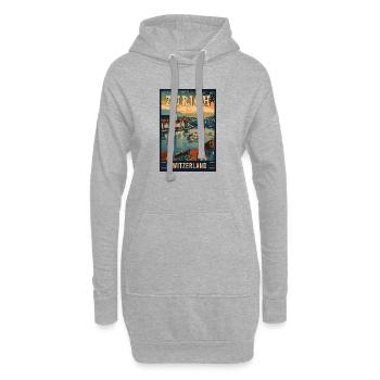 Visitez Zurich en Suisse - Art de voyage vintage - Sweat-shirt à capuche long Femme - gris chiné - Devant
