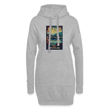 Découvrez Zurich en Suisse Art de voyage vintage - Sweat-shirt à capuche long Femme - gris chiné - Devant