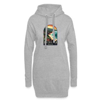Découvrez le paradis tropical Sayulita Mexico - Sweat-shirt à capuche long Femme - gris chiné - Devant