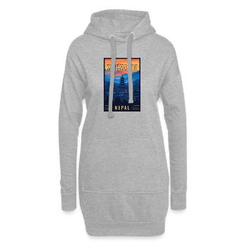 Entdecken Sie den mystischen Charme von Kathmandu in Nepal - Hoodie-Kleid - Grau meliert - Vorne