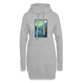 Découvrez les plages et les villes historiques d’Albanie - Sweat-shirt à capuche long Femme - gris chiné - Devant