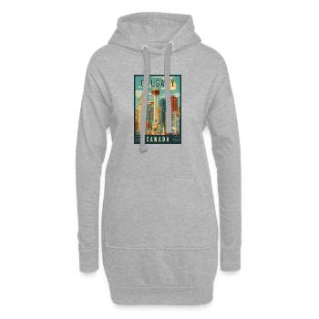 Découvrez la scène urbaine pittoresque de Calgary au Canada - Sweat-shirt à capuche long Femme - gris chiné - Devant