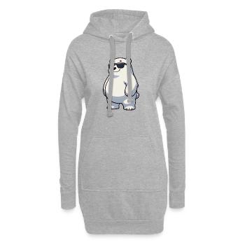 Eisbär Cartoon Sonnenbrille Nordpol Cool - Hoodie-Kleid - Grau meliert - Vorne