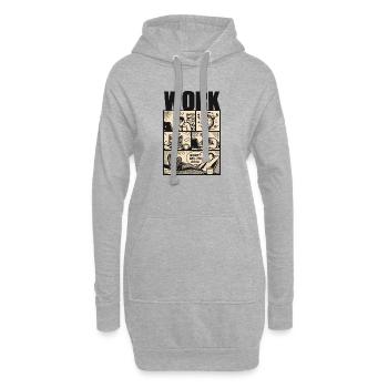 Travaille non dans le bon mème - Sweat-shirt à capuche long Femme - gris chiné - Devant
