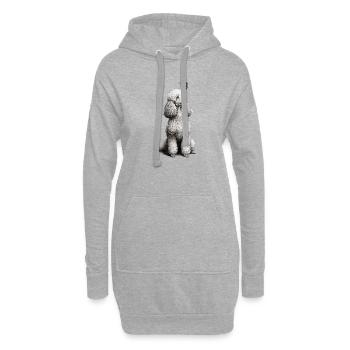 Pudel mit Schmetterling Banksy Style Motiv - Hoodie-Kleid - Grau meliert - Vorne