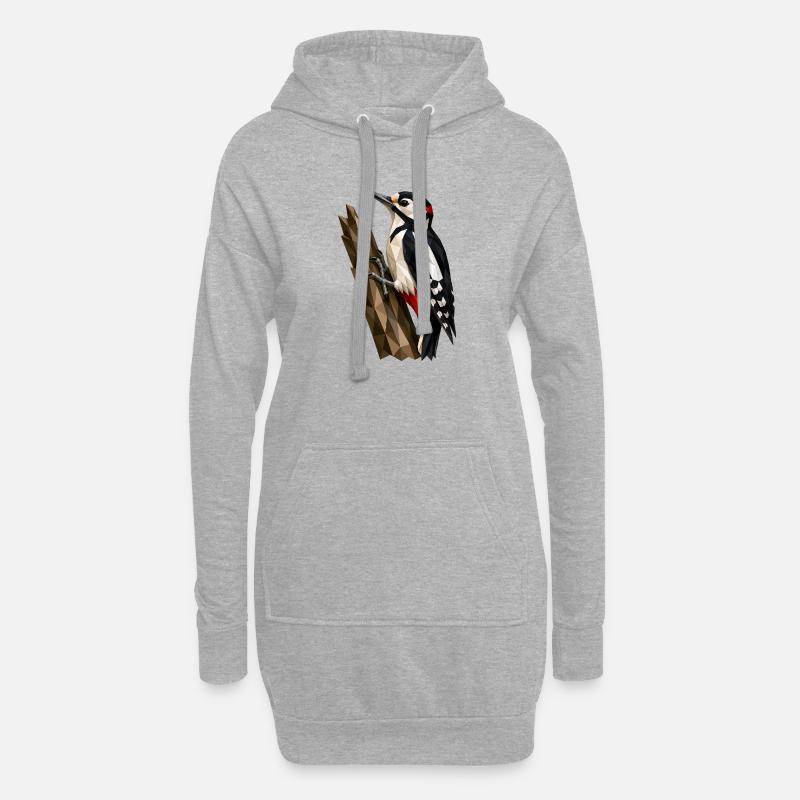 Polygonaler Waldspecht - Hoodie-Kleid - Grau meliert