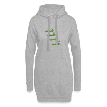 Raupen Rennen lustig - Hoodie-Kleid - Grau meliert - Vorne