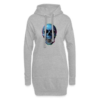 Crâne Cyber avec de l’art néon à la monnaie Bitcoin - Sweat-shirt à capuche long Femme - gris chiné - Devant