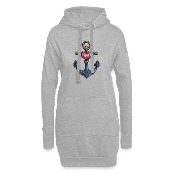 Anker Symbol Herz - Hoodie-Kleid - Grau meliert - Vorne