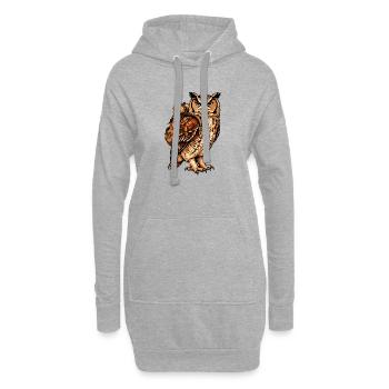 Eule mit Rucksack - Hoodie-Kleid - Grau meliert - Vorne