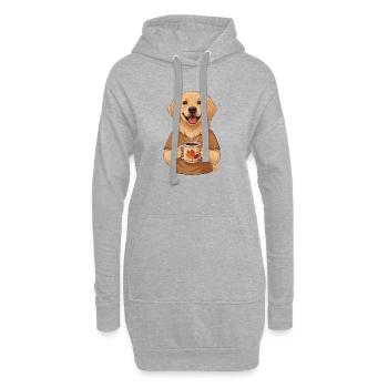Golden Retriever Kaffee Herbst Hund Motiv - Hoodie-Kleid - Grau meliert - Vorne