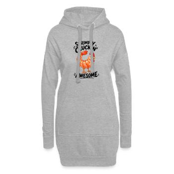 Henne mit Shrimps Lustiges Cartoon Motiv - Hoodie-Kleid - Grau meliert - Vorne