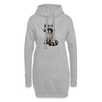 Cheerful raccoon cartoon motif - Hoodie Dress - heather grey - Front