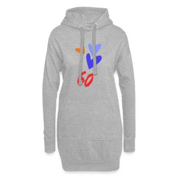 60. 60 ANS. 60e ANNIVERSAIRE. ANNIVERSAIRE 60 ANS. - Sweat-shirt à capuche long Femme - gris chiné - Devant