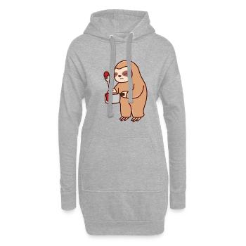 Faultiergemälde Einschlafen Ironisches faules - Hoodie-Kleid - Grau meliert - Vorne