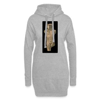Griechische Bärenstatue - Hoodie-Kleid - Grau meliert - Vorne
