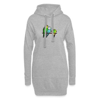 Wellensittiche - Hoodie-Kleid - Grau meliert - Vorne