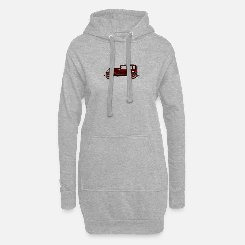 Retro Auto - Hoodie-Kleid - Grau meliert