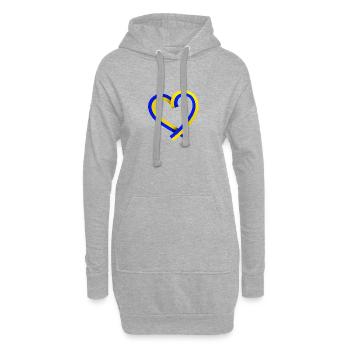 Ukraine Suède Coeur Ruban Papillon Bleu Jaune - Sweat-shirt à capuche long Femme - gris chiné - Devant
