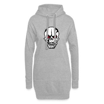 tete mort skull oeil mechant head dead 1 - Sweat-shirt à capuche long Femme - gris chiné - Devant