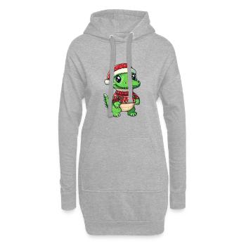 Bande dessinée de Noël alligator - Sweat-shirt à capuche long Femme - gris chiné - Devant