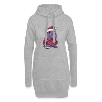 Nilpferd Weihnachten Comic - Hoodie-Kleid - Grau meliert - Vorne