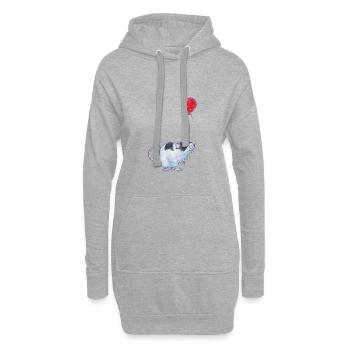 Ratte mit Ballon - Party - Geburtstag - Geschenk - Hoodie-Kleid - Grau meliert - Vorne