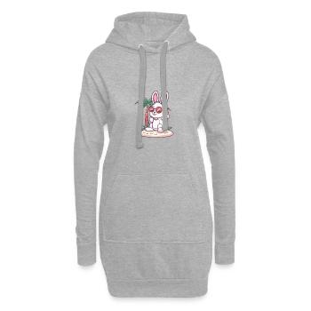 Bunny, Island, Summer, Palm - Hoodie Dress - heather grey - Front