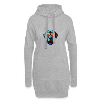 Labrador Hund Kopf Cool - Hoodie-Kleid - Grau meliert - Vorne